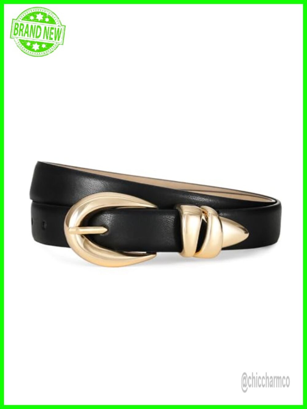 Slim Faux Leather Belt for Women Adjustable Gold Buckle Jeans Dresses Office